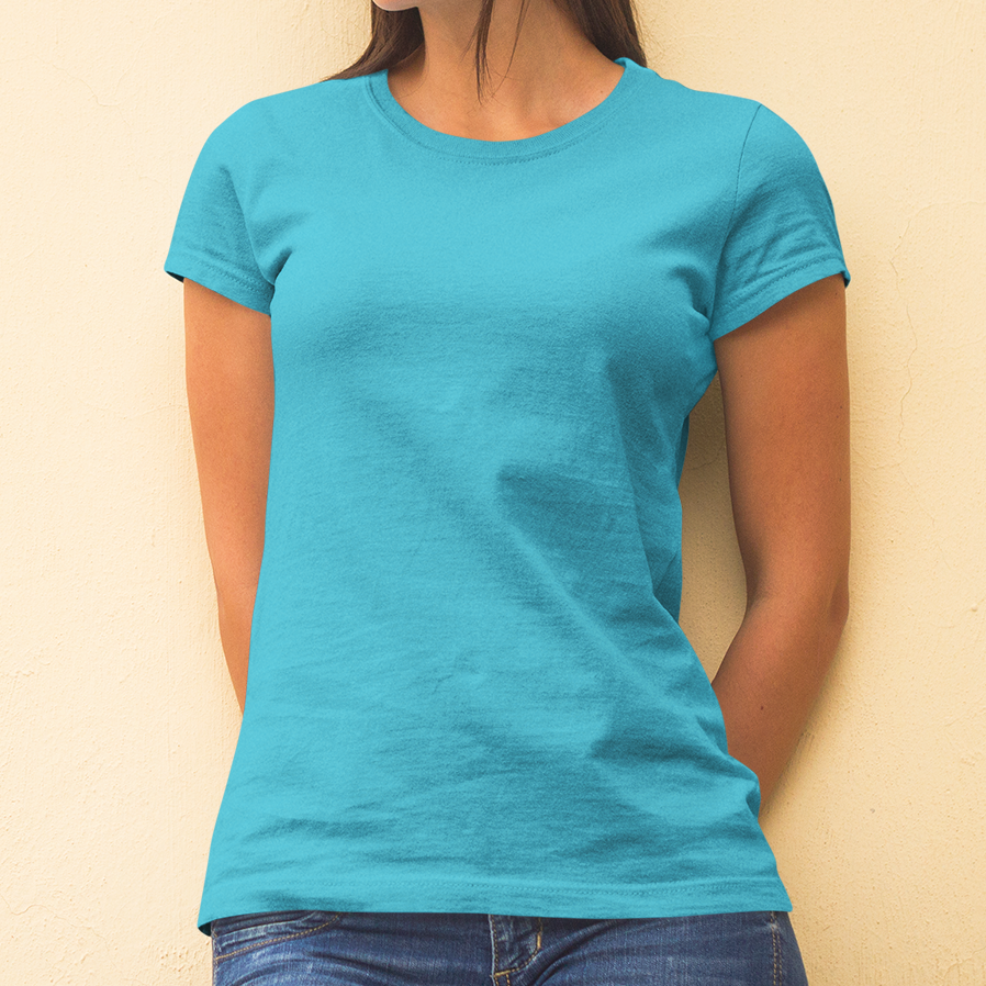 Camiseta baby look turquesa